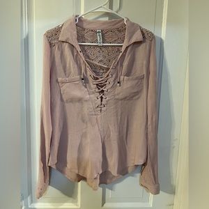 AMERICAN RAG LONG SLEEVED DUSTY PINK BLOUSE
